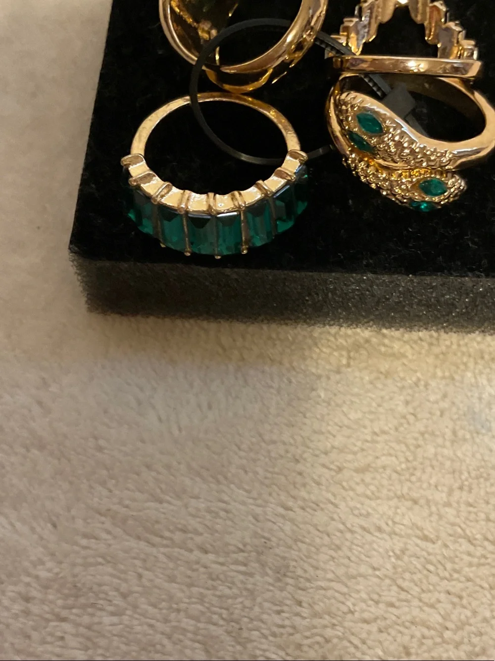 Gold-Tone Snake & Emerald Accent Ring Set - Women Jewelry